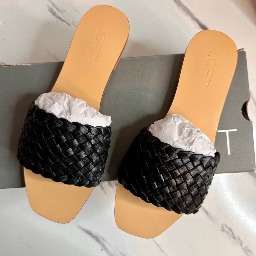 LOFT Black Woven Sandals